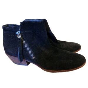 Sam Edelman Packer Ankle Boots Black  Suede Leather 2 Side Zippers Size 8 EUC
